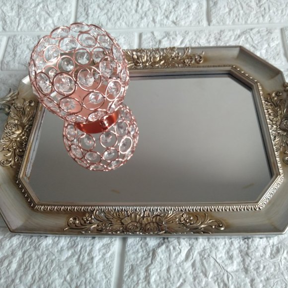 Royal  rectangular Silver and bronze mirror tray new without tag - Picture 4 of 5